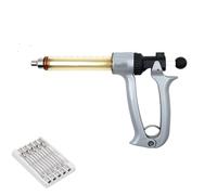 Jeringa Continua Ajustable Con Aguja Para Inyección De Animales Semiautomática Para Vacuna Pollo Vaca Oveja Caballo 25ml/50ml Dispensador De Medicina Veterinaria(50ml,Needle-NO.16x25)
