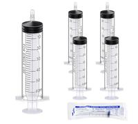 Jeringa de 50 ml, 5 jeringas, 60 ml, sin aguja, jeringa de plástico con tapas, jeringa dosificadora, reutilizable para laboratorio, alimentación animal, uso industrial