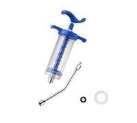 Jeringa de 50 ml con boquilla de limpieza para pájaros jóvenes, dosificación ajustable, jeringas reutilizables para cabra, caballo, oveja, cerdo, ganado, perro y gato (azul, 50 ml)