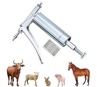 Jeringa De Metal Veterinaria Continua De, Dispensador De Medicamentos De Vacunas Bomba De PrecisióN Inyector De Animales Ajustable Y Reutilizable De 0,1 Ml A 5 Ml, para Cerdo Toro Ovejas Ganado