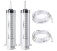 Jeringa de Plástico,150ml Jeringa Grande,2 Jeringas Sin Aguja con 2 Manguera,Reutilizables,para Laboratorios de Ciencias,Medición,Riego,Alimentación de Mascotas