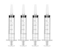 Jeringa de Plástico, 4pcs 20ml Jeringa, Jeringas Estériles con Tapa, Jeringa Dosificadora, Jeringa de Plástico Reutilizable para Laboratorio, Medición, Jardín, Aceite Coche, Alimentación de Mascotas