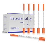 Jeringa de plástico desechable de 1 mL/cc 31G de 13 mm para laboratorio científico, envuelta individualmente (1 ml, 31 g, 1/2 pulgada, 100 unidades)