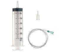 Jeringa de plástico grande de 300 ml con manguera para laboratorios científicos, riego de jardín, industria (1, 300 ml)
