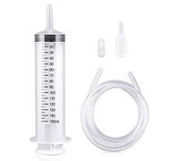 Jeringa de Plástico Grande, Jeringuilla de Plástico con Manguera, Reutilizables, Embalaje Independiente para Laboratorio, Medición, Alimentación de Mascotas, etc. (150ML)