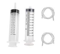 Jeringa de Plástico Jeringa Reutilizable Jeringa Sin Aguja Con 130cm Manguera y Adaptador de Punta Jeringa de Medición Líquida Con Medida para Experimentos Uso Industrial Bricolaje 2pcs