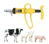 Jeringa de vacunación para ganado, 5 ml, cabeza de metal que evita daños por mordeduras, escala ajustable precisa, ideal para cerdos, vacas, ovejas, pollos, escala mínima 0,2 ml, jeringa de vacuna de