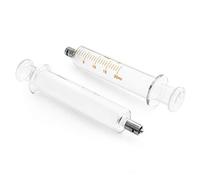 Jeringa de vidrio, capacidad de 10 ml, paquete de 2 cierres Luer de metal sin aguja (20 ml)
