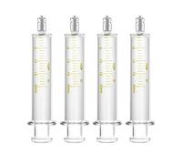 Jeringa de vidrio, capacidad de 10 ml, paquete de 2 cierres Luer de metal sin aguja (20 ml, 4 piezas)