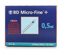 Jeringa Insulina Microfine 0,5 x 12,7 mm 10 Unidades - Administración De Insulina