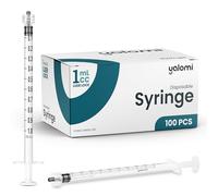 Jeringa Luer Lock de 1 ml (sin aguja), estéril y envuelta individualmente, para uso profesional, industrial y personal, paquete de 100 Yalomi