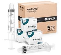 Jeringa Luer Lock de 5 ml (sin aguja) | Envuelta individualmente - Un solo uso | Industrial y personal | Paquete de 100 | Yalomi (caja de 6 cajas)