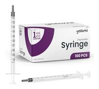 Jeringa Luer Slip de 1 ml, estéril y envuelta individualmente, para uso profesional, industrial y personal, paquete de 100 Yalomi