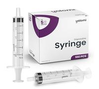 Jeringa Luer Slip de 5 ml (sin aguja), estéril y envuelta individualmente, para uso profesional, industrial y personal, paquete de 100 Yalomi
