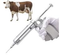 Jeringa semiautomática ajustable para animales de acero inoxidable de 50 ml, inyección continua de vacunas, uso veterinario para cabras, cerdos, vacas, jeringa para ganado, jeringa tipo pistola.