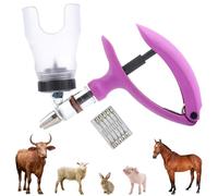 Jeringa veterinaria de 2 ml, dispensador de medicamentos de vacunación ajustable, inyector de animales reutilizable para ganado, ganso, cerdo, toro, oveja