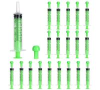 Jeringas 5ml, 20 Piezas Jeringuilla, Jeringas de Reutilizables, Jeringa de Plástico, Envasado Individualmente para Medir Líquidos, Laboratorios Científicos, Riego de Plantas Sin Aguja (Verde)