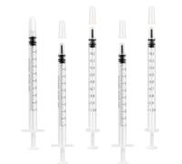 Jeringas de plástico de 1 ml con tapas, 100 jeringas de calostro sin aguja para rellenar y medir líquidos, laboratorios científicos, riego de plantas, alimentación de mascotas, aplicador de pegamento