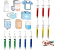 Jeringuilla bolígrafo de 4 colores, 12 unidades con 8 diseños de, ideales para médicos, enfermeros y estudiantes, regalo divertido y práctico para ocasiones especiales