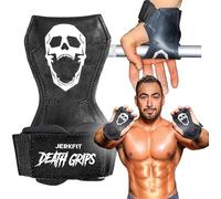 JerkFit Death Grips - Correas de Levantamiento Premium de PVC Goma Grado Neumático para Shrugs & Pull-Ups - Correas con Relleno Neopreno para Protección de Palmas - Correas Resistentes para Gym - M