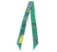 JERLA 100% seda de morera, bufanda para la cabeza, cinta para el pelo, bolso de mano, paquete de corbata, bufanda para mujer (flor verde), Flor, verde