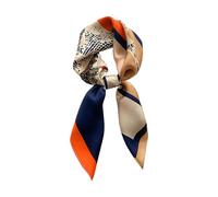 JERLA Bufanda cuadrada de seda de morera 100% pura para el cabello, 66 x 66 cm, para mujeres y hombres, pañuelo de seda natural, Caballo azul y naranja, 26.7”X26.7”