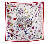 JERLA Bufanda cuadrada de seda de morera 100% pura para el cabello, 66 x 66 cm, para mujeres y hombres, pañuelo de seda natural, rojo (flower red), 26.7”X26.7”