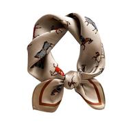 JERLA Bufanda cuadrada pequeña de seda de morera de 21 x 21 pulgadas para mujer, paquete de regalo, Champán Caballo, S