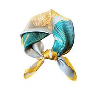 JERLA Bufanda cuadrada pequeña de seda de morera de 21 x 21 pulgadas para mujer, paquete de regalo, hoja amarilla, 53,34 x 53,34 cm