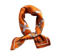JERLA Bufanda cuadrada pequeña para hombre y mujer, 100 % seda de morera real, de satén, bufanda para el pelo, bufanda para la cabeza y la cara, 21 x 21 pulgadas (cadena naranja)