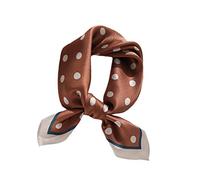 JERLA - Bufanda cuadrada pequeña para hombre y mujer, 100 % seda de morera real, de satén, para la cabeza y la cara, 53 cm x 53 cm, marrón, lunares (Polka Dot Brown), 53,34 x 53,34 cm