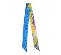JERLA Bufanda de seda de morera 100 % para la cabeza, cinta para el pelo, bolso de mano, envoltura de corbata, bufanda para el cuello, bufanda para mujer, Loro amarillo y azul, 45.67"X2.17"