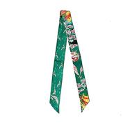 JERLA Bufanda de seda de morera 100 % para la cabeza, cinta para el pelo, bolso de mano, envoltura de corbata, bufanda para el cuello, bufanda para mujer, Pequeña flor de albaricoque verde, 45.67"X2.17"