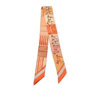 JERLA Bufanda de seda de morera 100% para la cabeza, cinta para el pelo, bolso de mano, pañuelo para el cuello, bufanda para mujer, Caballo naranja, 33.5"×1.97"
