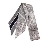 JERLA Bufanda de seda de morera 100% para la cabeza, cinta para el pelo, bolso de mano, pañuelo para el cuello, bufanda para mujer, Paris City Beige, 33.5"×1.97"