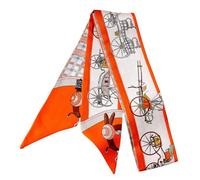 JERLA Bufanda de seda de morera 100% para la cabeza, cinta para el pelo, bolso de mano, pañuelo para mujeres y hombres, Caballo naranja, 33.5"×1.97"
