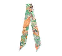 JERLA Bufanda de seda de morera 100% para la cabeza, cinta para el pelo, bolso de mano, pañuelo para mujer, Verde bosque, 33.5"×1.97"