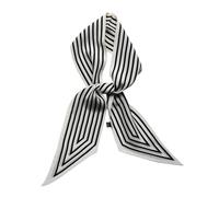 JERLA Bufanda de seda de morera 100% para la cabeza, cinta para el pelo, bolso de mano, paquete de corbata, bufanda, pañuelo para mujer, Blanco (Stripe White), 47"×4"