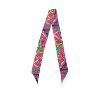 JERLA Bufanda de seda de morera 100% para la cabeza, cinta para el pelo, bolso de mano, paquete de corbata, bufanda, pañuelo para mujer, Patrón Geométrico Rosa Rosa, 45.67"X2.17"