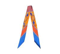 JERLA Bufanda de seda de morera 100% para la cabeza, cinta para el pelo, bolso de mano, paquete de corbata, bufanda, pañuelo para mujer, Carriage Blue and Orange, 45.67"X2.17"