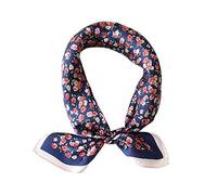 JERLA Bufandas de satén de seda de morera pequeña cuadrada 100% real para hombres y mujeres, bufanda para la cara de la cabeza de 21 x 21 pulgadas, Azul Floral, 53,34 x 53,34 cm