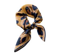 JERLA Pañuelo cuadrado de seda de morera 100% pura para el cabello, 68 x 68 cm, pañuelo de seda natural para mujeres y hombres, Marrón leopardo, 26.7”X26.7”