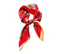 JERLA Pañuelo cuadrado de seda de morera 100% pura para el cabello, 68 x 68 cm, pañuelo de seda natural para mujeres y hombres, Caballo rojo, 26.7”X26.7”