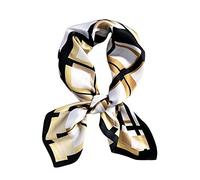 JERLA Pañuelo cuadrado pequeño 100% de seda de morera real de satén bufandas para la cabeza del pelo de la bufanda de la cara de 53,3 x 53,3 cm, Clásico Negro Check, 53,34 x 53,34 cm