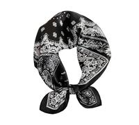 JERLA Pañuelo cuadrado pequeño de satén 100 % seda de morera real para hombre y mujer, bufanda para la cabeza, pañuelo para la cabeza, 21 x 21 pulgadas, Paisley Black 2, 53,34 x 53,34 cm