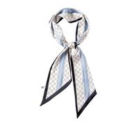 JERLA Pañuelo de seda de morera para la cabeza, cinta para el pelo, bufanda de satén para el cuello, bufandas para bolso de mano, bufandas, 2 cuadros azules y blancos, 59"X5.5"