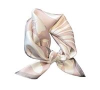 JERLA Pañuelos cuadrados pequeños de satén de seda de morera 100 % real, bufanda para el pelo, la cabeza y la cara, 21 x 21 pulgadas, Flor rosa claro., 53,34 x 53,34 cm