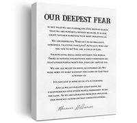 JerLoe - Lienzo decorativo con texto "Our Deepest Fear" de Marianne Williamson (30,5 x 38,1 cm), diseño con texto "Our Deepest Fear"