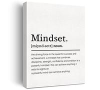 JerLoe Mindset Definition - Lienzo decorativo para pared, diseño de mentalidad motivacional, impresión en lienzo, pintura para oficina, hogar, decoración de pared, regalo enmarcado de 12 x 15 pulgadas
