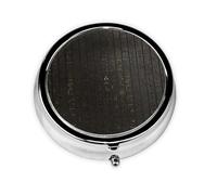 Jeroglífico egipcio antiguo. Este pequeño pastillero redondo impreso es un organizador portátil de píldoras y vitaminas, perfecto para bolsillos, bolsos y viajes.